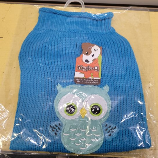 DQ Blue w/Aqua Owl Sweater 16"